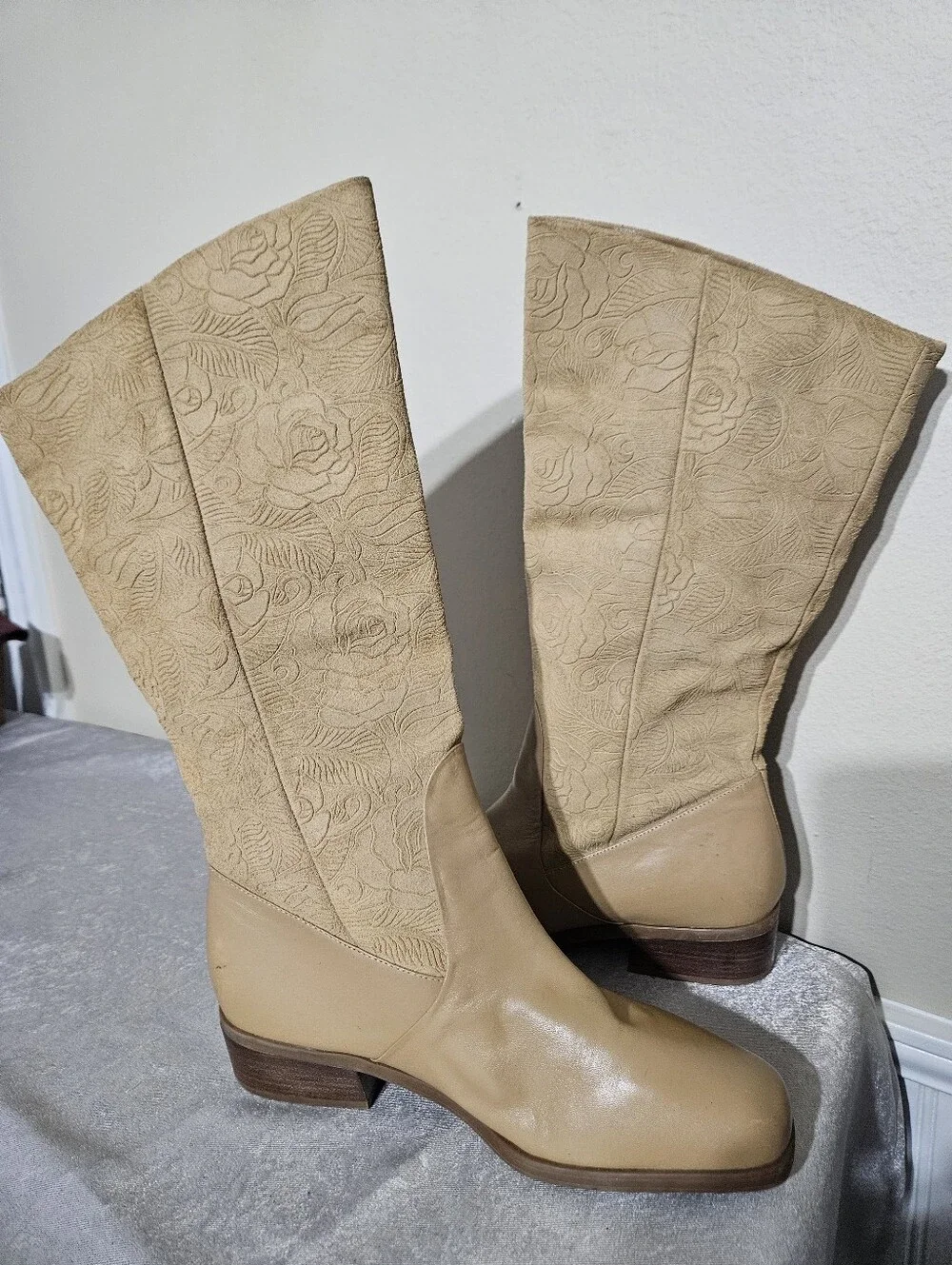 VTG 90s Markon Suela Tan Boho Leather Boots Size 9.5